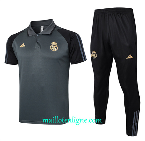 Thai Maillot Ensemble Real Madrid polo Training gris 2024 2025 ligne 46254