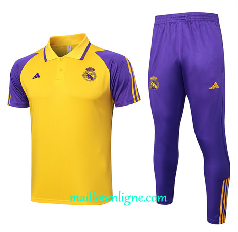 Thai Maillot Ensemble Real Madrid polo Training jaune 2024 2025 ligne 46256