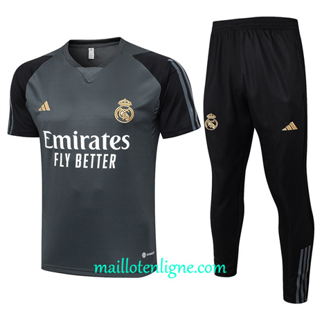 Thai Maillot Ensemble Real Madrid Training gris 2024 2025 ligne 46257