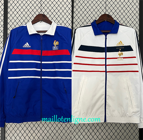 Thai Maillot Réversible Coupe vent France retro bleu 1998 ligne 46319