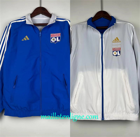 Thai Maillot Réversible Coupe vent Lyon bleu 2024 2025 ligne 46311