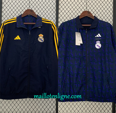 Thai Maillot Réversible Coupe vent Real Madrid bleu royal 2024 2025 ligne 46307