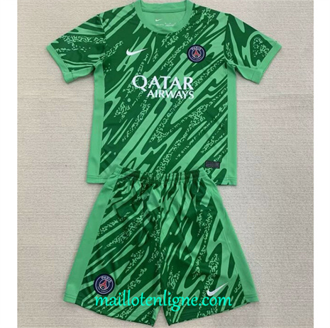 Thai Maillot Paris Saint-Germain Enfant Gardien de but Vert 2024 2025