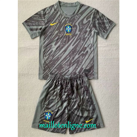 Thai Maillot Brésil Enfant Gardien de but Gris 2024 2025