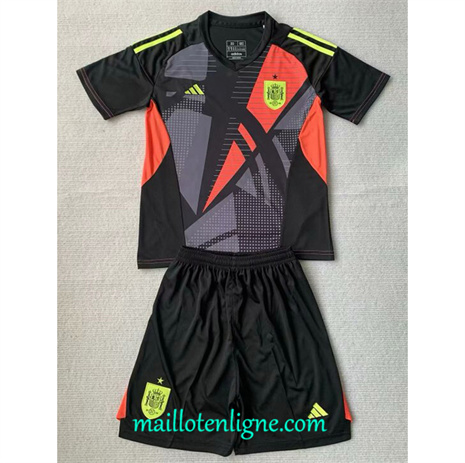 Thai Maillot Espagne Enfant Gardien de but Noir 2024 2025