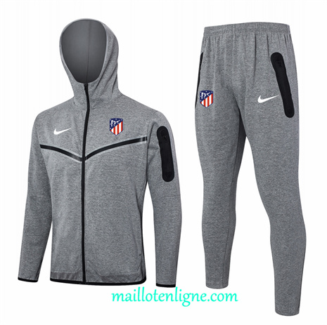 Thai Maillot Ensemble Atletico de Madrid Veste Survetement à Capuche Gris 2024 2025 ligne248489