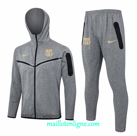 Thai Maillot Ensemble Barcelone Veste Survetement à Capuche Gris 2024 2025 ligne248506