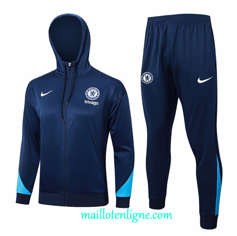 Thai Maillot Ensemble Chelsea Veste Survetement à Capuche Bleu Marine 2024 2025 ligne248520