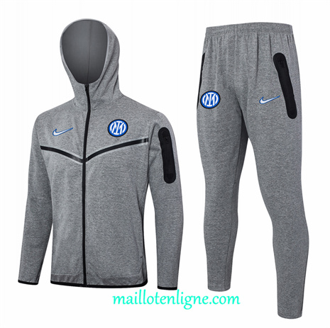 Thai Maillot Ensemble Inter Milan Veste Survetement à Capuche Gris 2024 2025 ligne248553