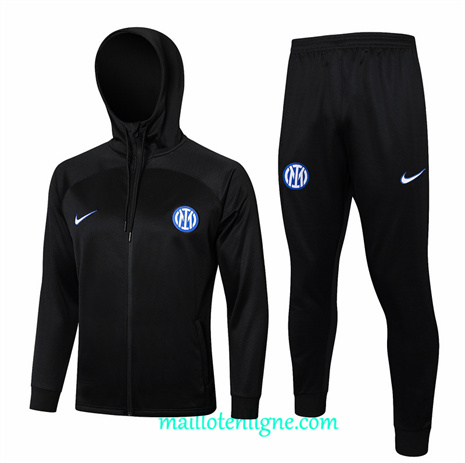 Thai Maillot Ensemble Inter Milan Veste Survetement à Capuche Noir 2024 2025 ligne248554