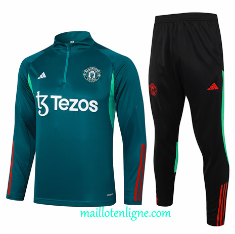 Thai Maillot Ensemble Manchester United Survetement Vert 2024 2025 ligne248571