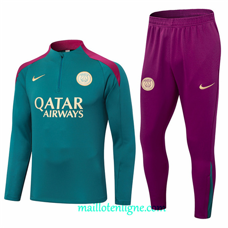 Thai Maillot Ensemble Paris Saint-Germain Survetement vert noirâtre 2024 2025 ligne248586