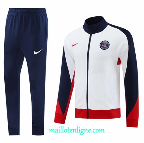 Thai Maillot Ensemble Paris Saint-Germain Veste Survetement Blanc 2024 2025 ligne248589