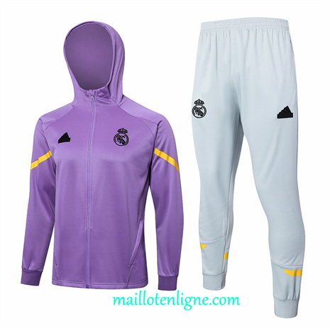 Thai Maillot Ensemble Real Madrid Veste Survetement à Capuche Violet 2024 2025 ligne248624