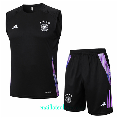 Thai Maillot Ensemble Allemagne Debardeur Training Noir 2024 2025 ligne248711