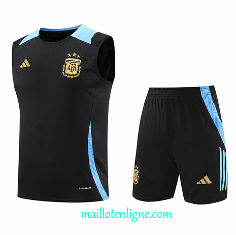 Thai Maillot Ensemble Argentine Debardeur Training Noir 2024 2025 ligne248741