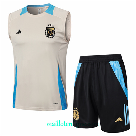 Thai Maillot Ensemble Argentine Debardeur Training Jaune 2024 2025 ligne248740