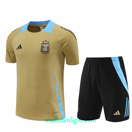 Thai Maillot Ensemble Argentine + Short Training Jaune 2024 2025 ligne248733