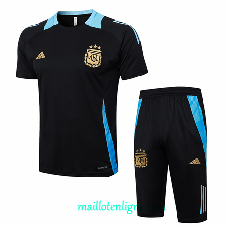 Thai Maillot Ensemble Argentine + Short Training Noir 2024 2025 ligne248737