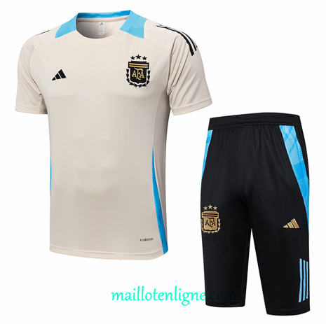 Thai Maillot Ensemble Argentine + Short Training Jaune 2024 2025 ligne248734