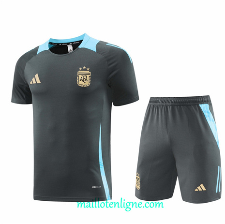 Thai Maillot Ensemble Argentine + Short Training Gris foncé 2024 2025 ligne248732