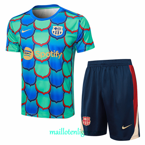 Thai Maillot Ensemble Barcelone + Short Training Vert 2024 2025 ligne248763