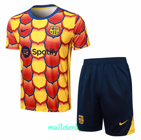 Thai Maillot Ensemble Barcelone + Short Training Jaune 2024 2025 ligne248760