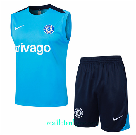 Thai Maillot Ensemble Chelsea Debardeur Training bleu ciel 2024 2025 ligne248774