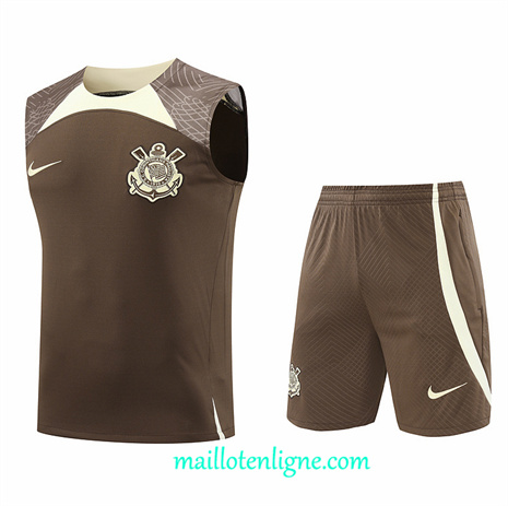 Thai Maillot Ensemble Corinthians Debardeur Training Brun 2024 2025 ligne248781