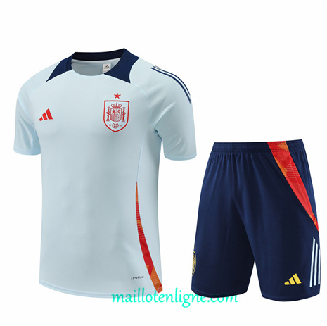 Thai Maillot Ensemble Espagne + Short Training Bleu 2024 2025 ligne248784