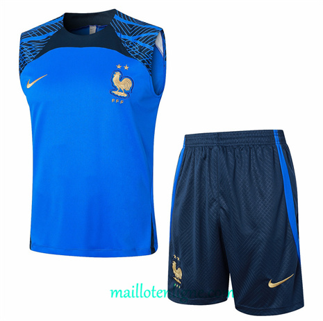 Thai Maillot Ensemble France Debardeur Training bleu ciel 2024 2025 ligne248812