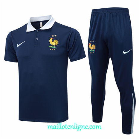 Thai Maillot Ensemble France Polo Training Bleu Marine 2024 2025 ligne248816