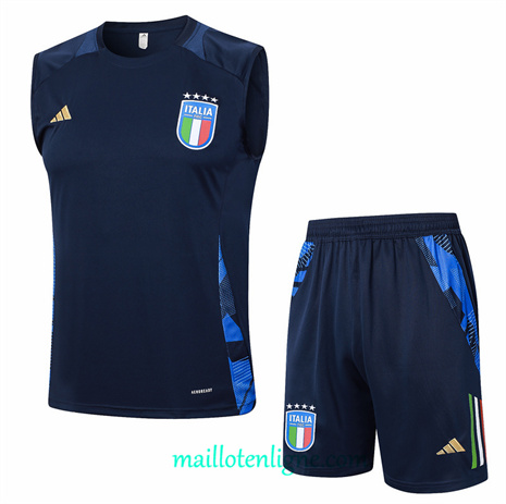 Thai Maillot Ensemble Italie Debardeur Training Bleu Marine 2024 2025 ligne248831