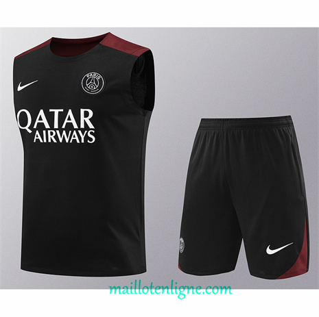 Thai Maillot Ensemble Paris Saint-Germain Debardeur Training Noir 2024 2025 ligne248867