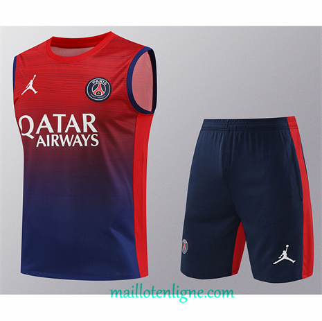 Thai Maillot Ensemble Paris Saint-Germain Debardeur Training Rouge 2024 2025 ligne248869