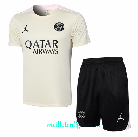 Thai Maillot Ensemble Paris Saint-Germain + Short Training Jaune 2024 2025 ligne248857