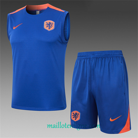 Thai Maillot Ensemble Pays-Bas Debardeur Training Bleu 2024 2025 ligne248876