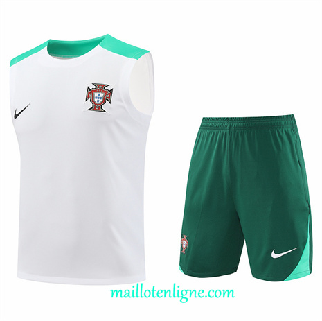 Thai Maillot Ensemble Portugal Debardeur Training Blanc 2024 2025 ligne248882