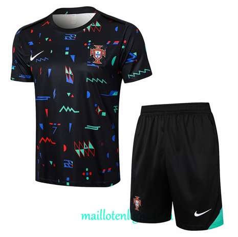 Thai Maillot Ensemble Portugal + Short Training Noir 2024 2025 ligne248880