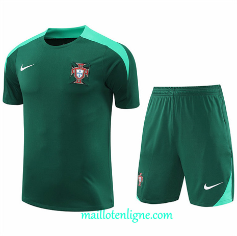 Thai Maillot Ensemble Portugal + Short Training Vert 2024 2025 ligne248881