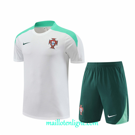 Thai Maillot Ensemble Portugal Enfant + Short Training Blanc 2024 2025 ligne248886