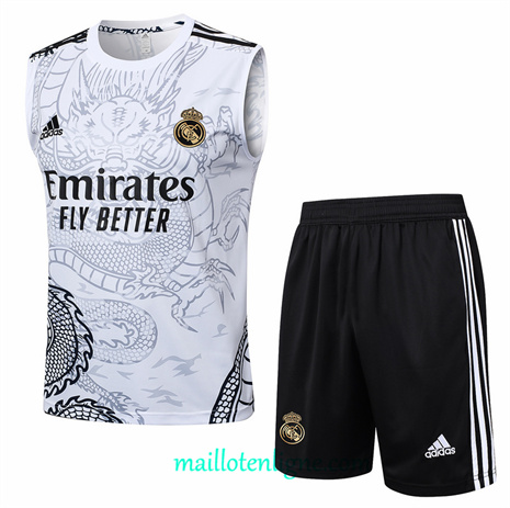 Thai Maillot Ensemble Real Madrid Debardeur Training Blanc 2024 2025 ligne248896