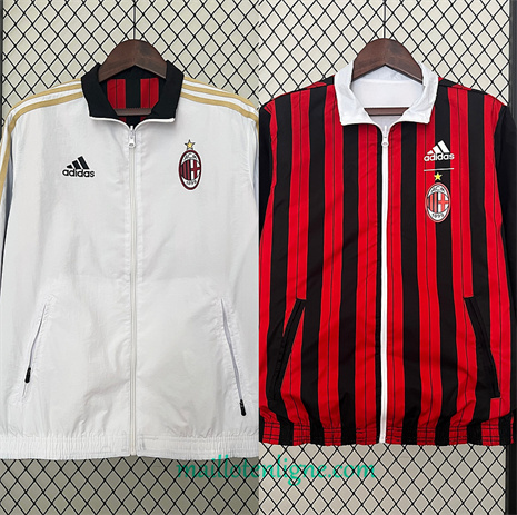 Thai Maillot Réversible Coupe vent AC Milan Blanc 2024 2025 ligne248939